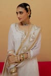 Shop_Ranian_White Georgette Embroidered Gota Patti Round Work Kurta Lehenga Set 