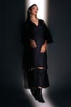 Shop_Karishma Kajaria_Black Habutai Silk Solid Round Straight Midi Dress _at_Aza_Fashions