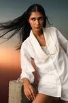 Buy_Karishma Kajaria_White Cotton Embroidery Collared Shirt _at_Aza_Fashions