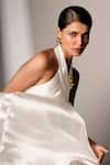 Shop_Karishma Kajaria_White Silk Satin Halter Assymetric Neck Dress _Online_at_Aza_Fashions