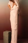 Buy_Karishma Kajaria_Pink Cotton Silk Collar Panelled Shirt With Pant 