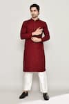 Buy_Arihant Rai Sinha_Maroon Rayon Cotton Embroidery Chikankari Flower Jaal Kurta With Pant 