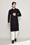 Buy_Arihant Rai Sinha_Black Rayon Cotton Embroidery Chikankari Phool Jaal Kurta With Pant _at_Aza_Fashions