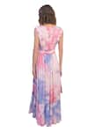 Buy_Label Reyya_Pink Cotton Embroidery Tie Dye Deep V Neck Sequin Dress _Online_at_Aza_Fashions