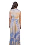 Shop_Label Reyya_Blue Cotton Embroidery Tie Dye Deep V Neck Sequin Wave Dress _Online_at_Aza_Fashions