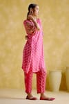 Buy_5Elements_Pink Modal Satin Woven Indrina Sleeve Embroidered Tunic And Draped Pant Set _Online_at_Aza_Fashions