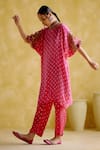 Shop_5Elements_Pink Modal Satin Woven Indrina Sleeve Embroidered Tunic And Draped Pant Set _Online_at_Aza_Fashions