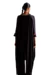 Shop_5Elements_Black Modal Saturn Woven Bead V Neck Bhavishya Work Kaftan And Pant Set 