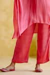 Shop_5Elements_Pink Modal Saturn Woven Bead V Neck Bhavishya Thread Kaftan And Pant Set _Online_at_Aza_Fashions