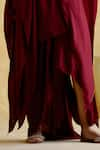 Buy_5Elements_Maroon Modal Saturn Woven Bead V Neck Bhavishya Thread Work Kaftan And Pant Set _Online_at_Aza_Fashions