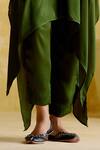 5Elements_Green Modal Saturn Woven Bead V Neck Bhavishya Threadwork Kaftan And Pant Set _Online_at_Aza_Fashions