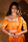 Buy_Anshika Tak Label_Orange Crepe Embroidered Stone Tangerine Tango Pre-draped Saree With Blouse _Online_at_Aza_Fashions