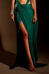 Anshika Tak Label_Green Saree Crepe Embroidered Stone Scoop Pre-draped With Work Blouse _Online_at_Aza_Fashions