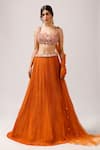 Buy_Anshika Tak Label_Orange Lehenga Crepe Embroidered Stone Scoop Pleated Set _at_Aza_Fashions