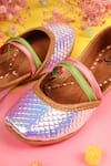 HELLO JR_Silver Rainbow Quilted Pattern Juttis _Online_at_Aza_Fashions