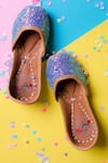 Shop_HELLO JR_Blue Sequin Embroidered Juttis _at_Aza_Fashions