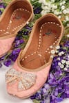 HELLO JR_Peach Swarovski Sassy Embellished Juttis _Online_at_Aza_Fashions