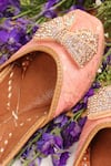 Buy_HELLO JR_Peach Swarovski Sassy Embellished Juttis _Online_at_Aza_Fashions