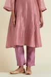 Shop_Ikshita Choudhary_Pink Kurta Shimmer Organza Hand Embroidered Tassel Round A-line Pant Set _Online_at_Aza_Fashions