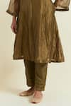 Ikshita Choudhary_Green Kurta Shimmer Organza Hand Embroidered A-line Set With Hem Dupatta _at_Aza_Fashions