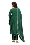 Pheeta_Green Mulmul Embroidery Fringe Lace V-neck Solid Gathered Anarkali And Pant Set _Online