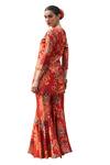 Archana Shah_Red Silk Zari, Mirrors, Embroidery Scoop Neck Floral Print Kurta And Sharara Set _at_Aza_Fashions