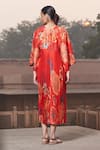Shop Archana Shah Red Embroidery, Sequins Round Neck Floral Digital Print Kimono Dress at Aza Fashions Shop_Archana Shah_Red Embroidery, Sequins Round Neck Floral Digital Print Kimono Dress _at_Aza_Fashions