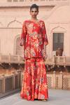Buy Archana Shah Red Silk Embroidery, Zari, Mirrors Round Neck Floral Pattern Kurta And Sharara Set at Aza Fashions Buy_Archana Shah_Red Silk Embroidery, Zari, Mirrors Round Neck Floral Pattern Kurta And Sharara Set _at_Aza_Fashions