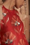 Archana Shah_Red Bemberg Silk Printed Shell Round Kurta And Pant Set _at_Aza_Fashions