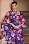 Buy_Archana Shah_Blue Bemberg Silk Digital Printed Floral Round Kurta And Pant Set 