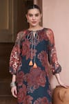 Archana Shah_Multi Color Bemberg Crepe Printed Floral Keyhole Tunic _Online_at_Aza_Fashions