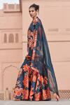 Shop_Archana Shah_Blue Bemberg Silk Printed Floral Round Flower Kurta Sharara Set _Online_at_Aza_Fashions