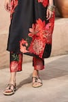 Buy_Archana Shah_Black Bemberg Silk Printed Florette Round Kurta And Pant Set _Online_at_Aza_Fashions