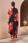 Shop_Archana Shah_Black Bemberg Silk Printed Florette Round Kurta And Pant Set _at_Aza_Fashions