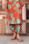 Shop_Archana Shah_Orange Bemberg Silk Printed Floral Jaal Round Kurta And Pant Set _Online_at_Aza_Fashions