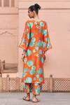 Shop_Archana Shah_Orange Bemberg Silk Printed Floral Jaal Round Kurta And Pant Set _at_Aza_Fashions