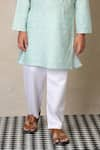 Anthrilo_Blue Cotton Printed Geometric Kurta With Pyjama _Online_at_Aza_Fashions