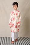 Buy_Anthrilo_Beige Cotton Printed Floral Blossom Kurta With Pyjama _at_Aza_Fashions