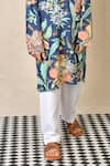 Anthrilo_Blue Cotton Printed Floral Garden Kurta With Pyjama _Online_at_Aza_Fashions