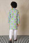 Shop_Anthrilo_Blue Cotton Printed Geometric Ikat Kurta With Pyjama _at_Aza_Fashions