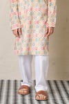 Anthrilo_Multi Color Cotton Printed Honeycomb Pattern Kurta With Pyjama _Online_at_Aza_Fashions