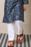 Anthrilo_Blue Cotton Printed Floral Vine Kurta With Pyjama _Online_at_Aza_Fashions