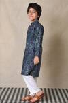 Anthrilo_Blue Cotton Printed Floral Vine Kurta With Pyjama _at_Aza_Fashions