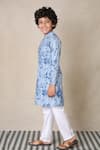 Shop_Anthrilo_Blue Cotton Printed Garden Kurta With Pyjama _Online_at_Aza_Fashions