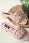 Miraki_Pink Stud Quilted Pattern Flats _at_Aza_Fashions