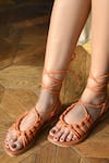 Buy_Miraki_Orange Tie Up Flats _at_Aza_Fashions