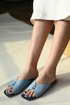 Buy_Miraki_Blue Textured Pattern Flats _at_Aza_Fashions