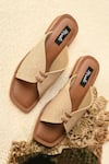 Shop_Miraki_Beige Textured Pattern Flats _at_Aza_Fashions