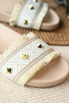 Buy_Miraki_Beige Thread Metallic Stud Embellished Flats 