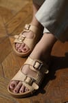 Buy_Miraki_Beige Textured Pattern Slides _at_Aza_Fashions